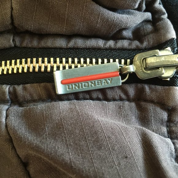 UnionBay Jeans Gilet Sleeveless Bomber Coat Jacket Gray Black Reversible Cotton - Picture 12 of 12